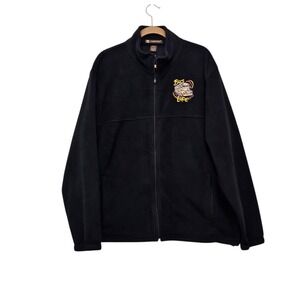 Harriton Black Fleece Jacket Bus Life Embroidered Full Zip Mens XL Driver School
